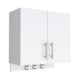 Tuhome Kymo Wall Storage Cabinet with Double Doors, Internal Shelving and Integrated Broom Hangers, Space-Saving Wall-Mounted Utility Organizer for Cleaning Supplies with Modern Design and Durable Construction