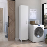 Vintro Freestanding Storage Cabinet with Internal Storage Shelves, Tall Single Door, Four Interior Shelves, Metal Handle and Legs
