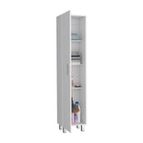 Vintro Freestanding Storage Cabinet with Internal Storage Shelves, Tall Single Door, Four Interior Shelves, Metal Handle and Legs
