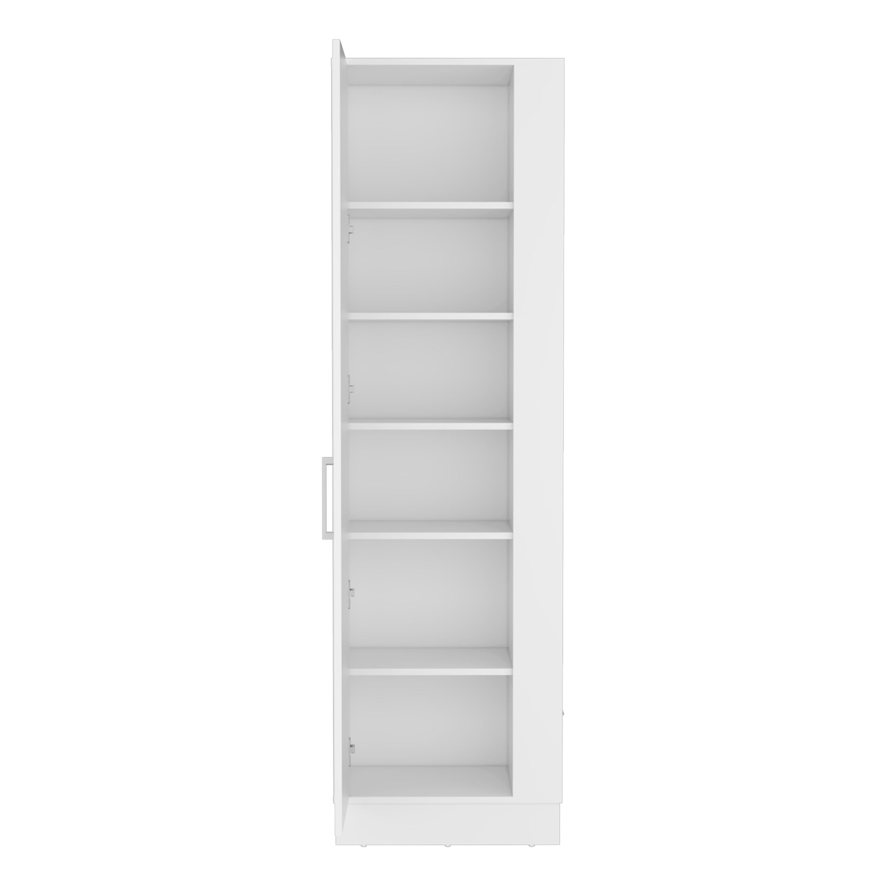 Fairfield Utility Storage Cabinet with 6-Tier Shelf and Broom Hangers, White Finish