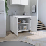 Napoles 2 Utility Sink with Cabinet, Stainless Steel Countertop, Interior Shelf