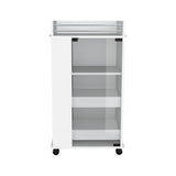 Baltimore Bar Cart with Glass Door Cabinet, Two Side Display Shelves, Spacious Serving Top and Smooth-Rolling Casters for Mobile Home Entertaining, Organized Bottle Storage and Stylish Cocktail Preparation