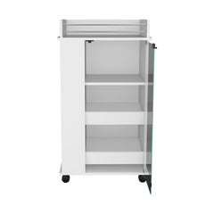 DEPOT E-SHOP Lansing Bar Cart with Glass Door, 2-Side Shelves and Casters