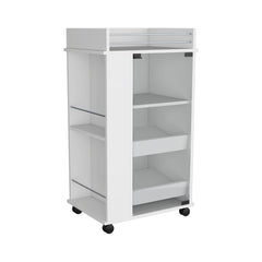 DEPOT E-SHOP Lansing Bar Cart with Glass Door, 2-Side Shelves and Casters