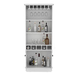 Dundee 70-Inch High Bar Cabinet with 10 Glass Slots, 5 Bottle Cubbies, 3 Open Shelves and Lower Storage Cabinet for Home Bar, Living Room or Dining Room Organization and Beverage Display