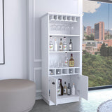 Dundee 70-Inch High Bar Cabinet with 10 Glass Slots, 5 Bottle Cubbies, 3 Open Shelves and Lower Storage Cabinet for Home Bar, Living Room or Dining Room Organization and Beverage Display