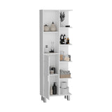 TUHOME Crovie Linen 63-Inch Bathroom Cabinet with Seven Open Shelves, Tall Space-Saving Linen Storage Unit for Towels, Toiletries and Essentials, Modern Vertical Organizer for Compact and Stylish Bathroom Environments
