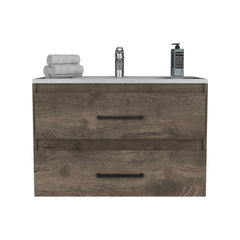 Praga Floating Vanity Sink with 2-Drawers, Double Drawer