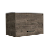 Praga Floating Vanity Sink with Two Storage Drawers, Wall-Mounted Space-Saving Design, Modern Handles and Integrated Basin for Enhanced Bathroom Organization, Contemporary Style and Everyday Convenience