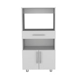 TUHOME Worland Pantry Cabinet with Integrated Microwave Stand, Multi-Functional Storage Featuring Drawer, Open Shelf and Two-Door Lower Compartment, Space-Saving Kitchen Organizer Designed for Modern Homes