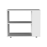 Gardin 19.7" High Side Table with Two Storage Shelves, Modern End Table and Sofa Table for Living Room or Outdoor Use, Compact Accent Table with Open Shelving and Decorative Display Space