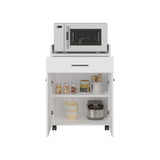 Glover Kitchen Cart with Casters, Open Shelves, Drawer, and Cabinet Storage, Mobile Kitchen Island for Enhanced Functionality, Convenient and Versatile Storage Solution for Cooking and Organization