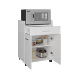 Glover Kitchen Cart with Casters, Open Shelves, Drawer, and Cabinet Storage, Mobile Kitchen Island for Enhanced Functionality, Convenient and Versatile Storage Solution for Cooking and Organization