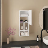 Niwot Wall Bathroom Cabinet with One Door and 6 Open Compartments, Space-Saving Organizer for Toiletries, Towels, and Bathroom Essentials, Stylish and Practical Wall-Mounted Storage Solution