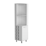 Tuhome Kaia 70-Inch Tall Corner Bar Cabinet with Built-In Wine Storage, Ten Bottle Cubbies, Four Shelves, Stemware Rack, Space-Saving Home Bar Furniture for Living Room or Dining Room Organization