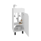 Bethel Free-Standing Bathroom Vanity Cabinet with Integrated Resin Sink Basin, One Access Door and Two Interior Shelves, Functional Storage for Toiletries, Compact Design for Small Bathrooms or Powder Rooms