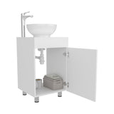 Tacna 18" Wide Free Standing One-Door Bathroom Vanity with Vessel Porcelain Sink, Compact Bathroom Storage Solution, Sleek and Elegant Design for Small Spaces, Modern and Functional Bathroom Organizer
