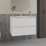 Opalo Wall-Mounted Floating Bathroom Cabinet Modern Design Featuring Ample Concealed Storage Space and Two Smooth Pull-Out Utility Drawers for Optimal Organization and Enhanced Utility