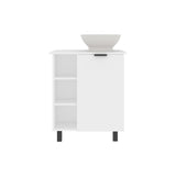 Allegra Vessel Sink Vanity with One Door Storage and Open Shelves Freestanding Bathroom Cabinet Compact Modern Vessel Basin Organizer Small Space Storage Solution