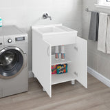 Foster Two Door Utility Tub and Sink, Freestanding Cabinet with 2 Interior Storager Shelves, Utility Sink for Laundry Rooms or Garage