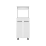 Alani Freestanding Kitchen Sideboard and Microwave Stand with Two-Door Cabinet with Interior Storage Shelves, One Upper Shelf and Compact Countertop