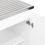 Tuhome Napoles Utility Sink with Cabinet, Stainless Steel Countertop, Interior Storage Shelf, Wide Dual-Door Base Cabinet, Modern Multi-Purpose Laundry and Kitchen Utility Station for Home Organization
