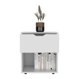 TUHOME Aberdeen 19.7-Inch High Nightstand with Central Drawer, Open Bottom Storage Compartment and Versatile Top Surface, Modern Engineered Wood Bedside  for Organized Bedrooms