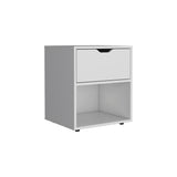 TUHOME Aberdeen 19.7-Inch High Nightstand with Central Drawer, Open Bottom Storage Compartment and Versatile Top Surface, Modern Engineered Wood Bedside  for Organized Bedrooms