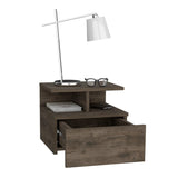 Tuhome Adele Floating Nightstand with One Drawer and Two Lower Shelves, Wall-Mounted Bedside Storage Solution for Compact Bedrooms, Modern Space-Saving Design with Hidden Storage and Display Area for Daily Essentials