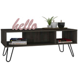 Tuhome Vassel Coffee Table with Hairpin Legs, Two Open Shelves, Stylish Espresso Finish, Ideal for Living Room or Home Office