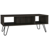 Tuhome Vassel Coffee Table with Hairpin Legs, Two Open Shelves, Stylish Espresso Finish, Ideal for Living Room or Home Office