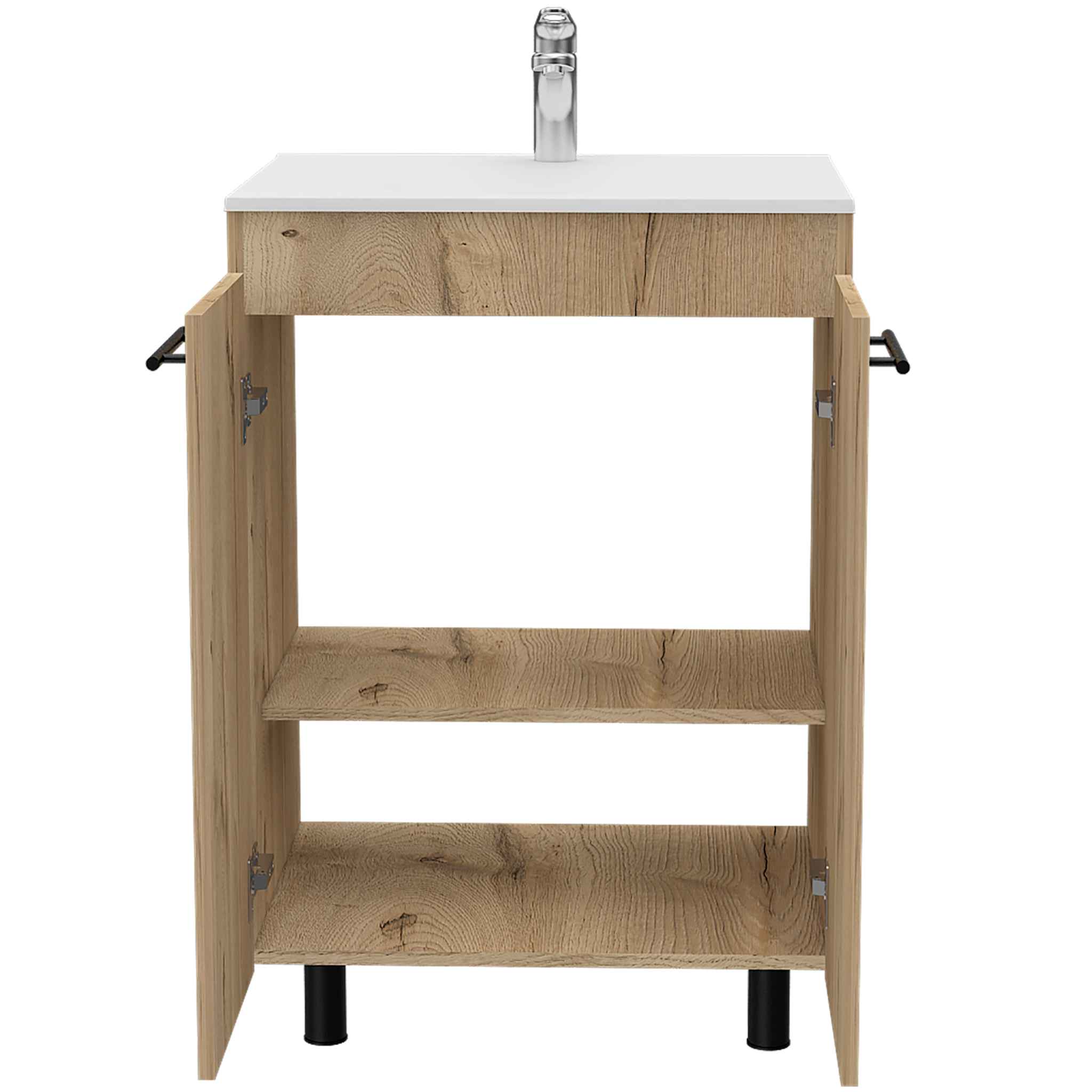 Dustin Freestanding Sink Cabinet, Four Legs, Double Door, Two Shelves