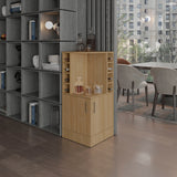 TUHOME Jakes 42" Tall Corner Bar Cabinet with Eight Wine Bottle Cubbies, Double-Door Storage Cabinet, Space-Saving Liquor Organizer for Living Room or Dining Room, Modern Home Bar Furniture with Functional Shelves and Elegant Design