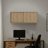Note 32-Inch Wide Wall Storage Cabinet with Sliding Doors, Compact Wall-Mounted Storage Option for Bedroom, Office, Living Room or Garage Organization