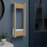 TUHOME Arlington Wall Towel Rack with Upper Storage Shelf and Integrated Hanging Bar, Space-Saving Bathroom Organizer for Towels, Robes and Accessories, Modern Minimalist Mounted Design for Stylish and Functional Home Decor