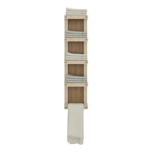 TUHOME Arlington Wall Towel Rack with Five Vertical Storage Tiers, Space-Saving Organizer for Bathroom Towels and Accessories, Modern Mounted Design Ideal for Small Bathrooms or Extra Storage in Contemporary Home Spaces