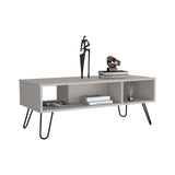 TUHOME Vassel Coffee Table with Hairpin Metal Legs, Two-Tier Open Storage Shelves and Spacious Top Surface, Modern Living Room Center Table for Books, Décor and Everyday Use, Stylish Statement Furniture Piece