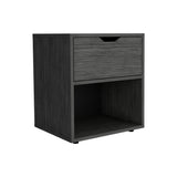 TUHOME Aberdeen 19.7-Inch High Nightstand with Central Drawer, Open Bottom Storage Compartment and Versatile Top Surface, Modern Engineered Wood Bedside  for Organized Bedrooms