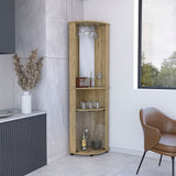Tuhome Chicago 75" Corner Bar Cabinet with Mirrored Back, Double Glass Doors, Stemware Rack, Two Open Liquor Shelves, Space-Saving Modern Home Bar for Living Rooms, Entertainment Areas and Stylish Beverage Storage