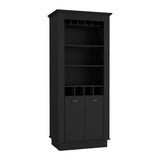 TUHOME Lafayette Bar Cabinet with 4-Bottle Rack, Upper Glass Holder for Ten Glasses and Dual Door Storage Offering Modern Entertainment Organization, Multiple Interior Shelves and Durable Construction for Home Hosting Spaces
