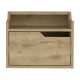 TUHOME Busan Floating Nightstand with Wall-Mounted Design, Single Storage Drawer and Two-Tier Upper Shelves Offering Modern Bedroom Organization, Space-Saving Convenience and Durable Engineered Wood Construction