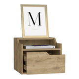 TUHOME Busan Floating Nightstand with Wall-Mounted Design, Single Storage Drawer and Two-Tier Upper Shelves Offering Modern Bedroom Organization, Space-Saving Convenience and Durable Engineered Wood Construction
