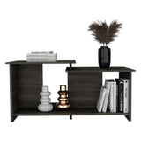 Tuhome Wema 3 Coffee Table with Lower Open Shelf, Dual-Level Shelving, Modern Espresso Finish for Living Room