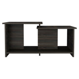 Tuhome Wema 3 Coffee Table with Lower Open Shelf, Dual-Level Shelving, Modern Espresso Finish for Living Room