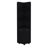 Tuhome Malibu 62" Tall Double Door Corner Linen Cabinet with Four Spacious Shelves, Freestanding Vertical Storage Tower for Towels Toiletries and Bathroom Essentials, Modern Space-Saving Organizer Unit