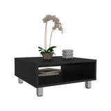 TUHOME Eclipse 10" High Minimalistic Square Coffee Table with Open Storage Shelf, Low Modern Living Room Center Table for Compact Spaces, Contemporary Design for Books, Décor and Everyday Essentials with Sleek Functional Style
