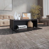 TUHOME Shan 15" High Minimalistic Coffee Table with Pull-Down Cabinet Door and Open Shelf, Modern Rectangular Living Room Center Table with Functional Storage for Books, Décor and Essentials, Sleek Contemporary Design