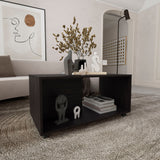 TUHOME Patrick 36" Wide Rectangular Coffee Table with One Shelf, Mobile Modern Center Table for Living Room, Rolling Contemporary Coffee Table with Storage Surface for Decor, Books, Magazines and Essentials