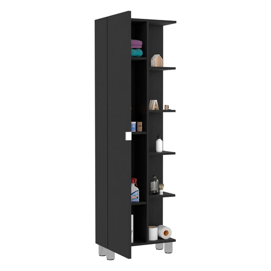 TUHOME Concord 2-Piece Bathroom Set with Tall Storage Cabinet and Wall-Mounted Cabinet, Modern Bathroom Storage Solution, 62.2"H x 20.1"W x 8.5"D, Black