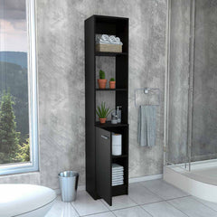 Leben Linen Single Door Cabinet, Three External Shelves, Two Interior Shelves